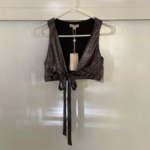 For Love & Lemons Metallic Tie Top
